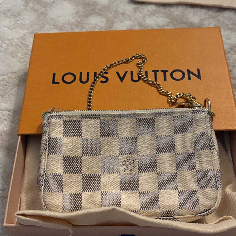 Louis Vuitton Beige and blue Damier accessory pouch